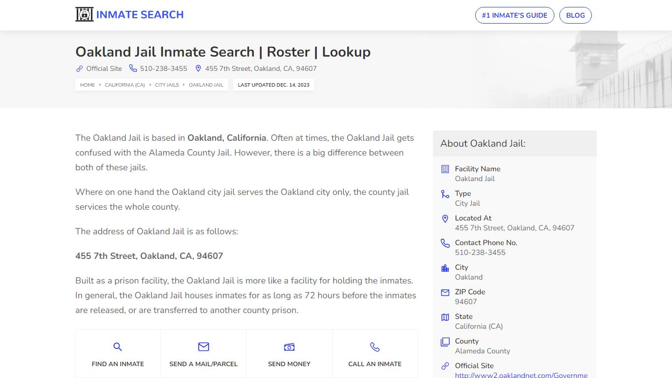 Oakland Jail Inmate Search | Roster | Lookup