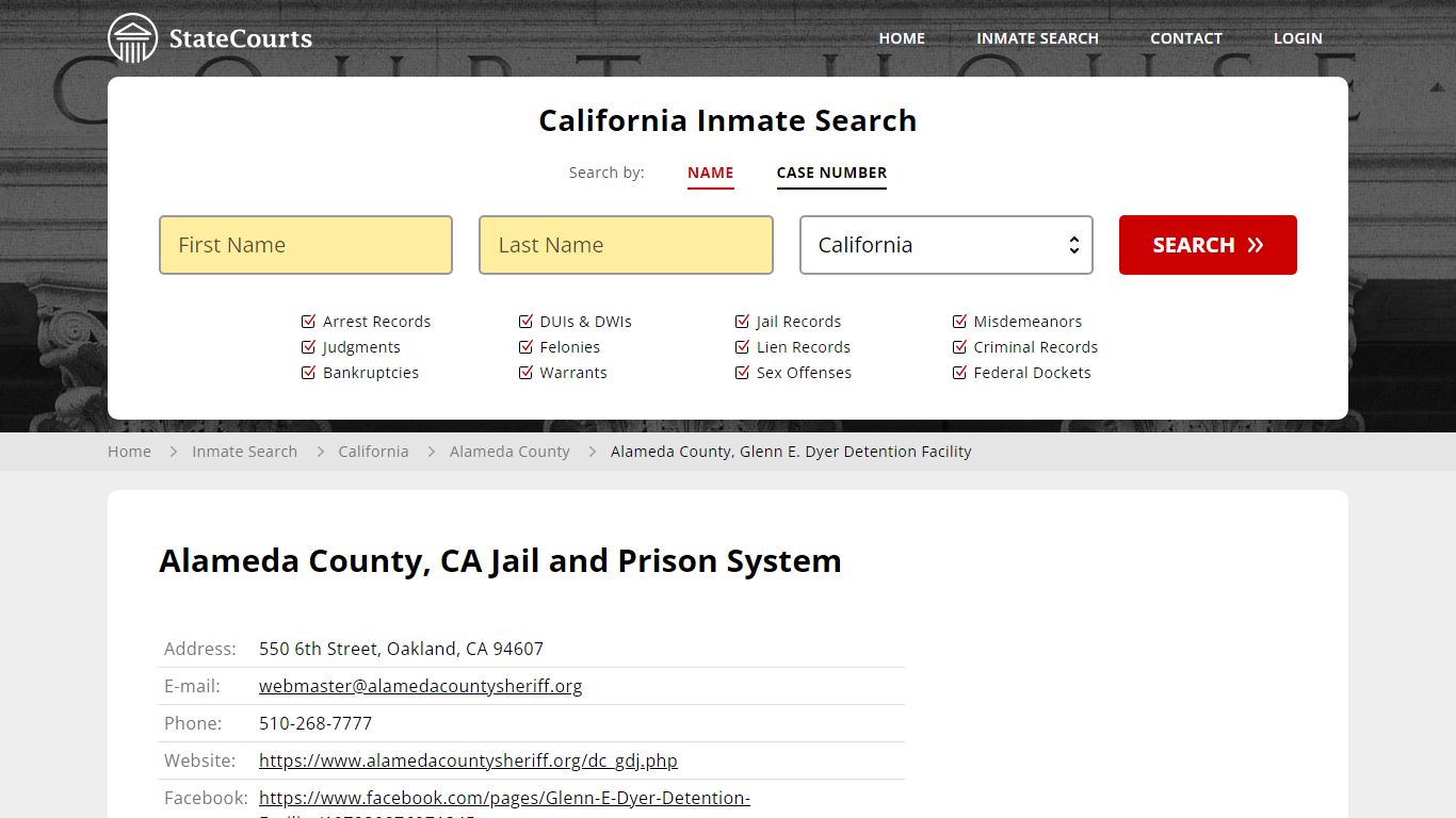 Alameda County, Glenn E. Dyer Detention Facility Inmate Records Search ...